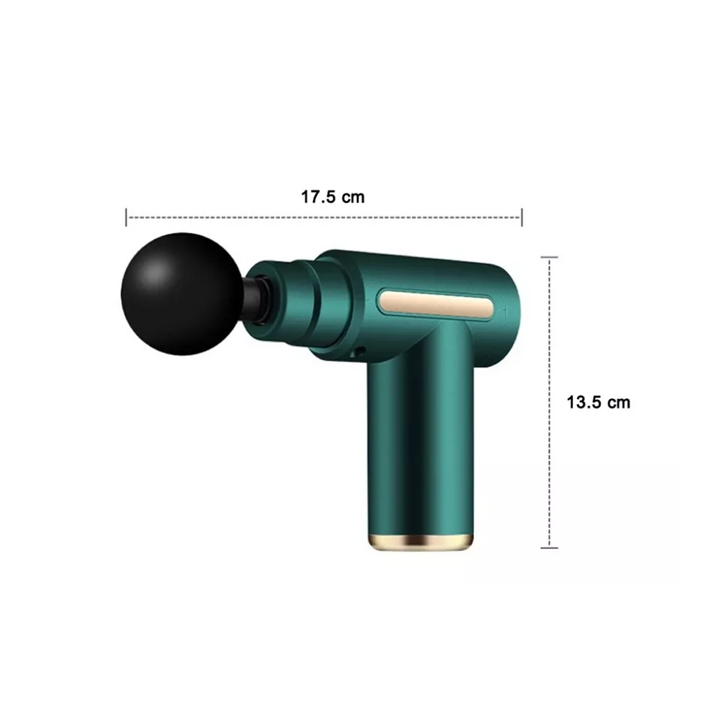 Mini pistola de masaje recargable con 4 cabezales